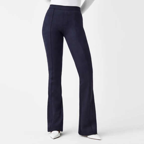 NWT Spanx Faux Suede Flare Pants in Classic Navy - Picture 4 of 11